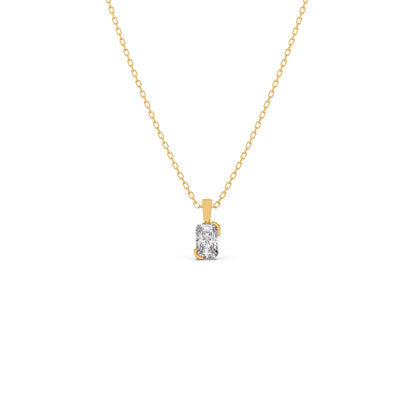 Half Bezel Set Frost Emerald Cut Solitaire Pendant Necklace