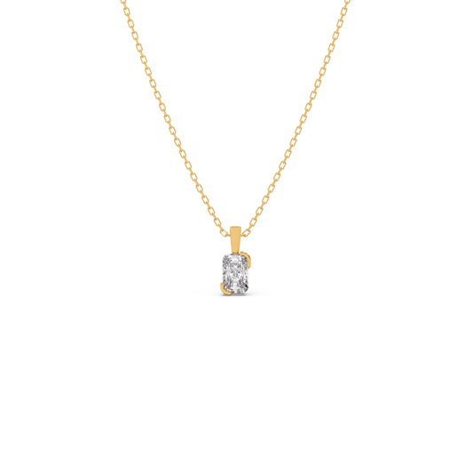 Half Bezel Set Frost Emerald Cut Solitaire Pendant Necklace