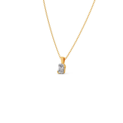 Half Bezel Set Frost Emerald Cut Solitaire Pendant Necklace