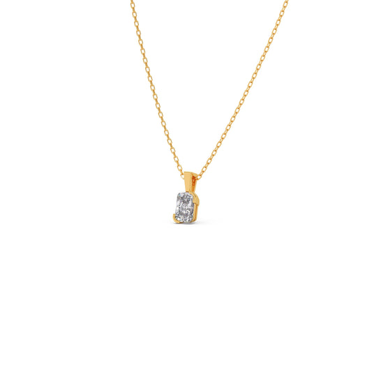 Half Bezel Set Frost Emerald Cut Solitaire Pendant Necklace