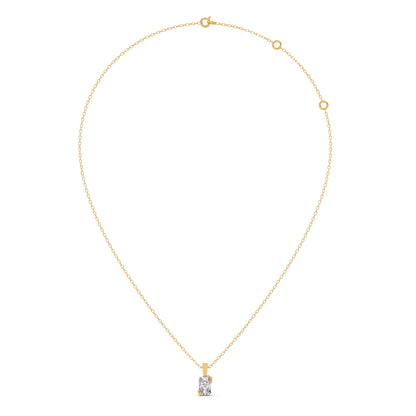 Half Bezel Set Frost Emerald Cut Solitaire Pendant Necklace
