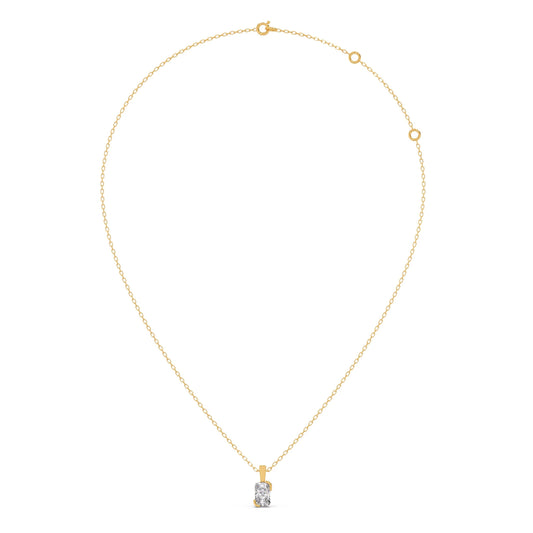 Half Bezel Set Frost Emerald Cut Solitaire Pendant Necklace