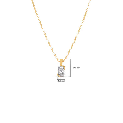 Half Bezel Set Frost Emerald Cut Solitaire Pendant Necklace