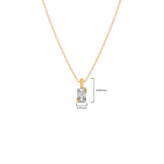 Half Bezel Set Frost Emerald Cut Solitaire Pendant Necklace