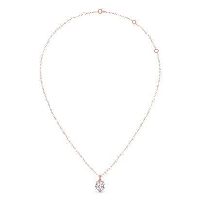 Half Bezel & Claw Prong Set Luminous Round Shape Solitaire Pendant Necklace