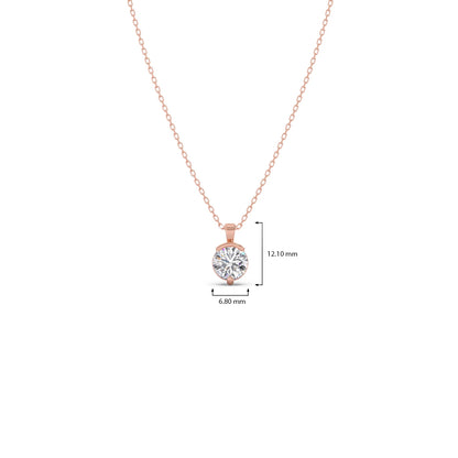Half Bezel & Claw Prong Set Luminous Round Shape Solitaire Pendant Necklace
