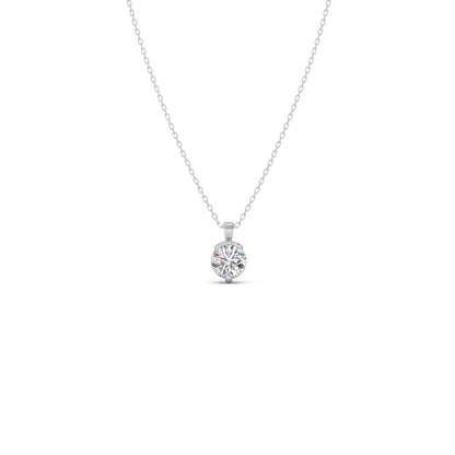 Half Bezel & Claw Prong Set Luminous Round Shape Solitaire Pendant Necklace