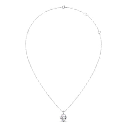 Half Bezel & Claw Prong Set Luminous Round Shape Solitaire Pendant Necklace