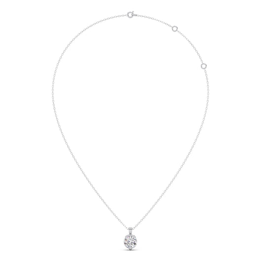 Half Bezel & Claw Prong Set Luminous Round Shape Solitaire Pendant Necklace