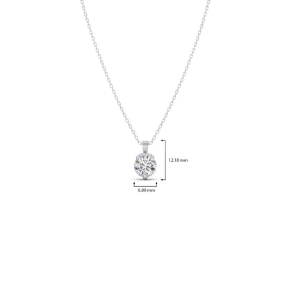Half Bezel & Claw Prong Set Luminous Round Shape Solitaire Pendant Necklace