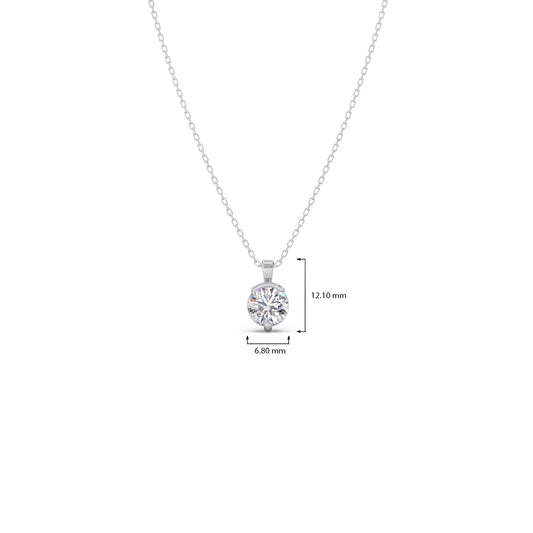 Half Bezel & Claw Prong Set Luminous Round Shape Solitaire Pendant Necklace