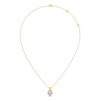 Half Bezel & Claw Prong Set Luminous Round Shape Solitaire Pendant Necklace