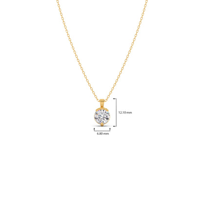 Half Bezel & Claw Prong Set Luminous Round Shape Solitaire Pendant Necklace