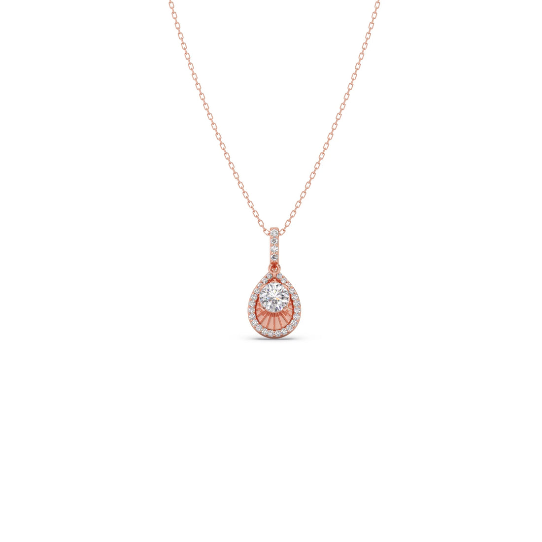 Round Solitaire with Diamond Halo Pendant