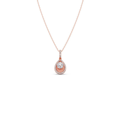 Round Solitaire with Diamond Halo Pendant