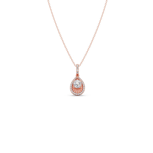 Round Solitaire with Diamond Halo Pendant