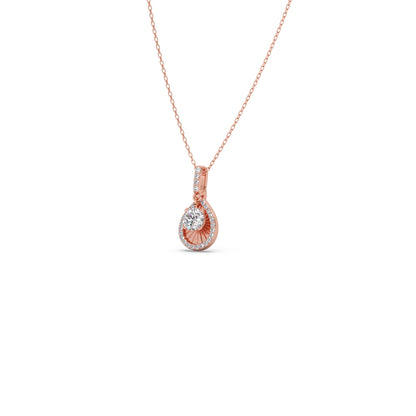 Round Solitaire with Diamond Halo Pendant