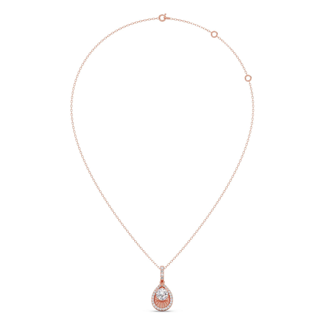 Round Solitaire with Diamond Halo Pendant