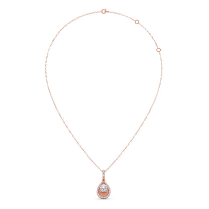 Round Solitaire with Diamond Halo Pendant