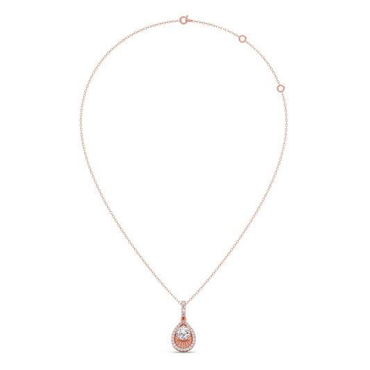 Round Solitaire with Diamond Halo Pendant