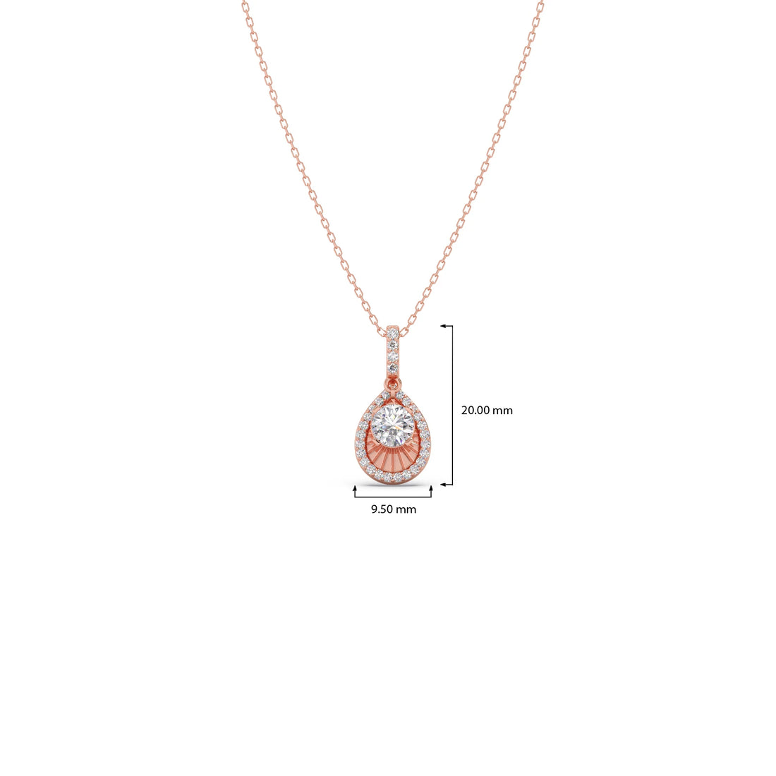 Round Solitaire with Diamond Halo Pendant
