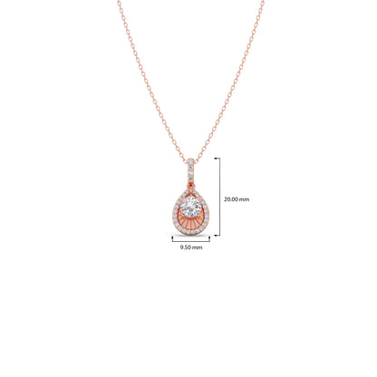 Round Solitaire with Diamond Halo Pendant