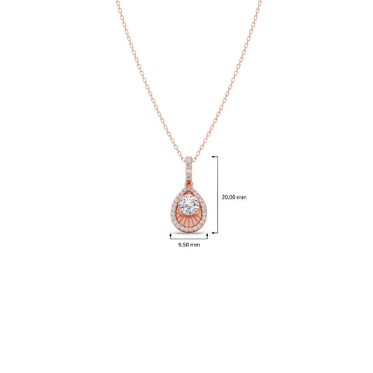 Round Solitaire with Diamond Halo Pendant