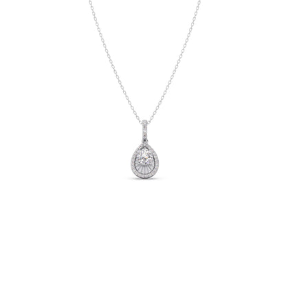Round Solitaire with Diamond Halo Pendant