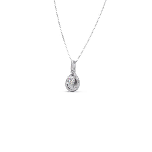 Round Solitaire with Diamond Halo Pendant