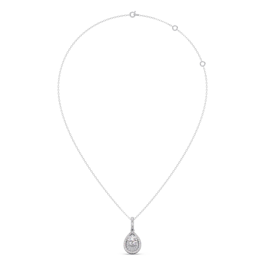 Round Solitaire with Diamond Halo Pendant