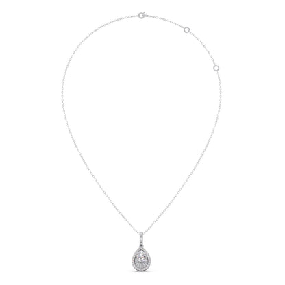Round Solitaire with Diamond Halo Pendant