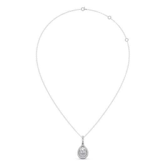 Round Solitaire with Diamond Halo Pendant