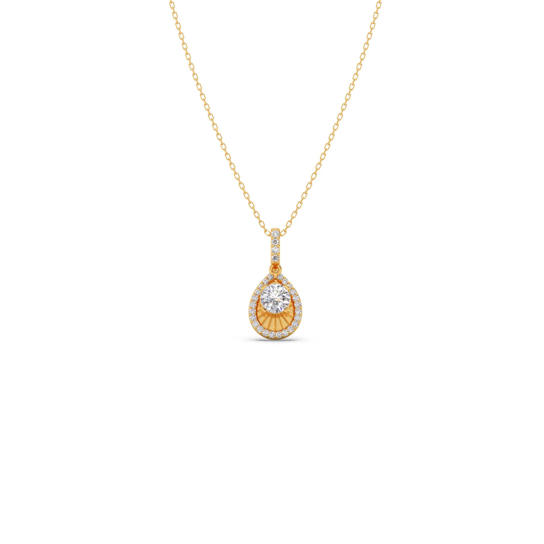 Round Solitaire with Diamond Halo Pendant