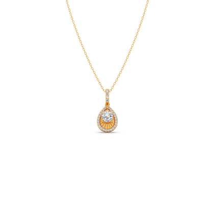 Round Solitaire with Diamond Halo Pendant
