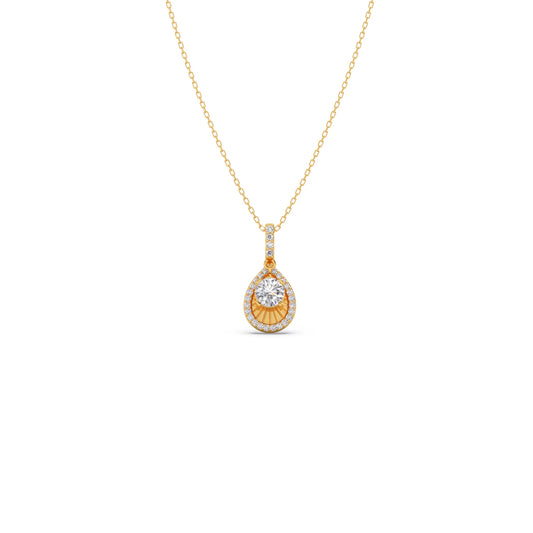Round Solitaire with Diamond Halo Pendant