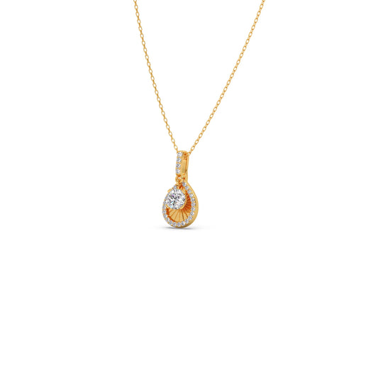 Round Solitaire with Diamond Halo Pendant
