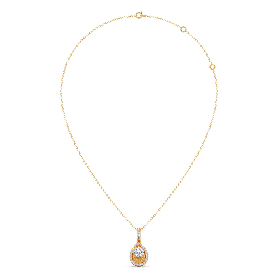 Round Solitaire with Diamond Halo Pendant