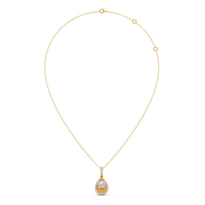 Round Solitaire with Diamond Halo Pendant