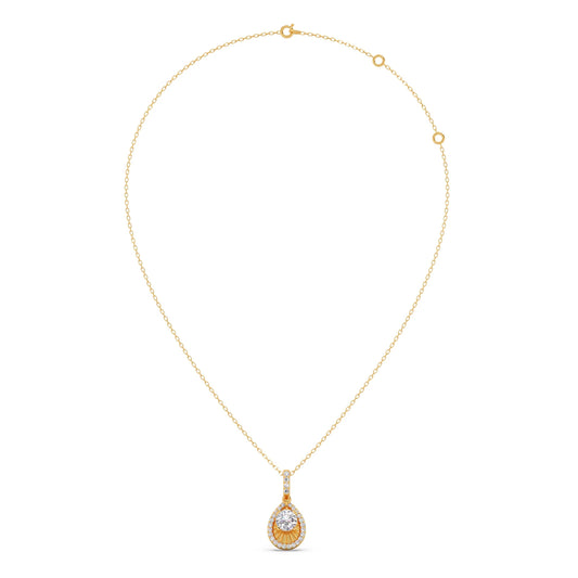 Round Solitaire with Diamond Halo Pendant