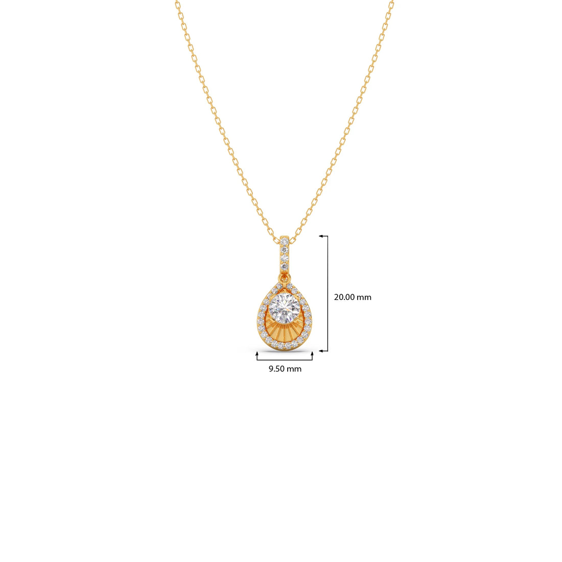 Round Solitaire with Diamond Halo Pendant