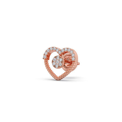 Gold Diamond Heart Stud Earrings