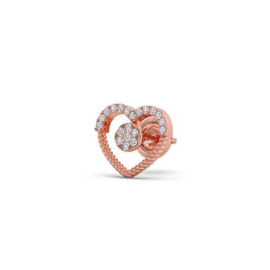 Gold Diamond Heart Stud Earrings