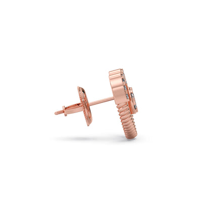 Gold Diamond Heart Stud Earrings