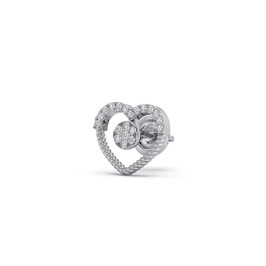 Gold Diamond Heart Stud Earrings