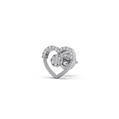 Gold Diamond Heart Stud Earrings