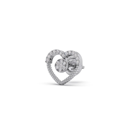Gold Diamond Heart Stud Earrings