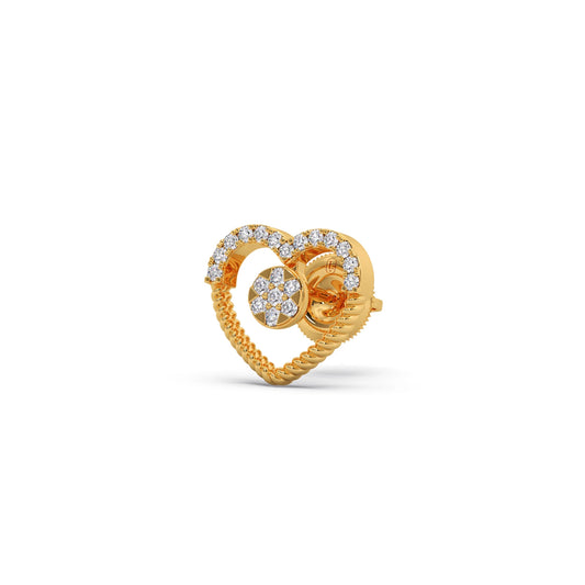 Gold Diamond Heart Stud Earrings