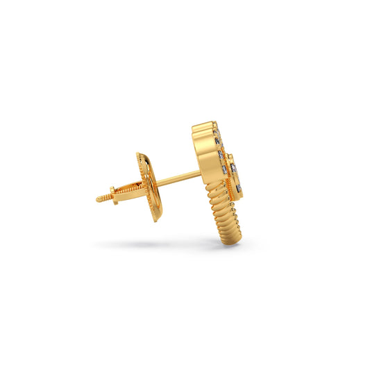 Gold Diamond Heart Stud Earrings