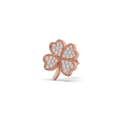 Diamond Flower Clover Stud Earrings