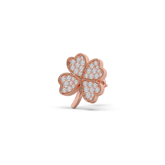 Diamond Flower Clover Stud Earrings